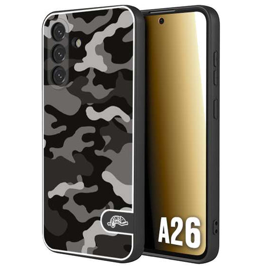 CUSTOMIZZA - Custodia cover nera morbida in tpu compatibile per Samsung A26 camouflage mimetico militare nero black grigio