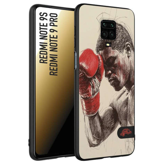 CUSTOMIZZA - Custodia cover nera morbida in tpu compatibile per Xiaomi Redmi Note 9S - Note 9 PRO pugilato pugili disegno tattoo guantoni boxer pesi massimi