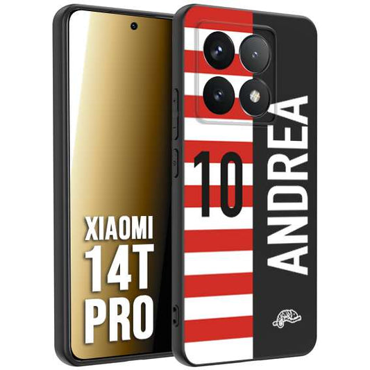 CUSTOMIZZA - Custodia cover nera morbida in tpu compatibile per Xiaomi 14T PRO personalizzata calcio football nome e numero calciatori bianco rossa