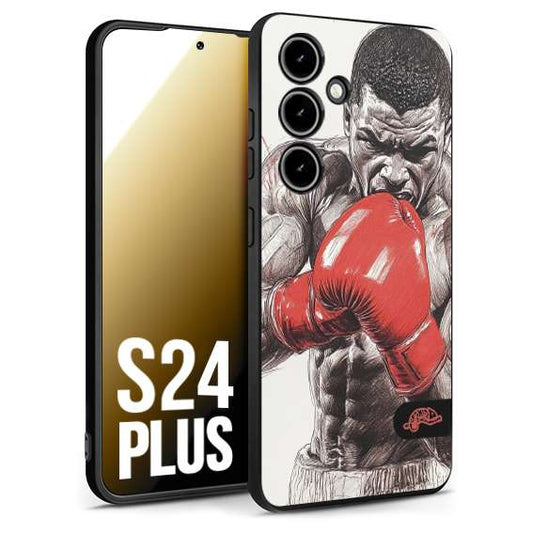 CUSTOMIZZA - Custodia cover nera morbida in tpu compatibile per Samsung S24 PLUS pugilato pugili disegno tattoo guantoni box pesi massimi gancio