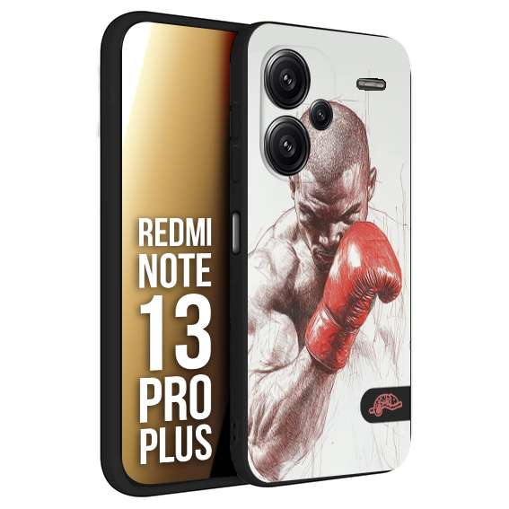 CUSTOMIZZA - Custodia cover nera morbida in tpu compatibile per Xiaomi Redmi Note 13 PRO PLUS pugilato pugili disegno tattoo guantoni box sport primo piano