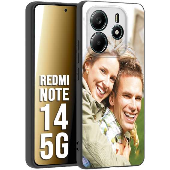CUSTOMIZZA - Custodia cover nera morbida in tpu compatibile per Xiaomi Redmi Note 14 5G personalizzata con foto immagine scritta a piacere