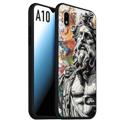 CUSTOMIZZA - Custodia cover nera morbida in tpu compatibile per Samsung A10 statua colorata moderna antico tattoo splash color