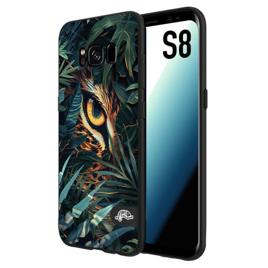 CUSTOMIZZA - Custodia cover nera morbida in tpu compatibile per Samsung S8 animali color giungla tropicale occhio di giaguaro felino disegnato