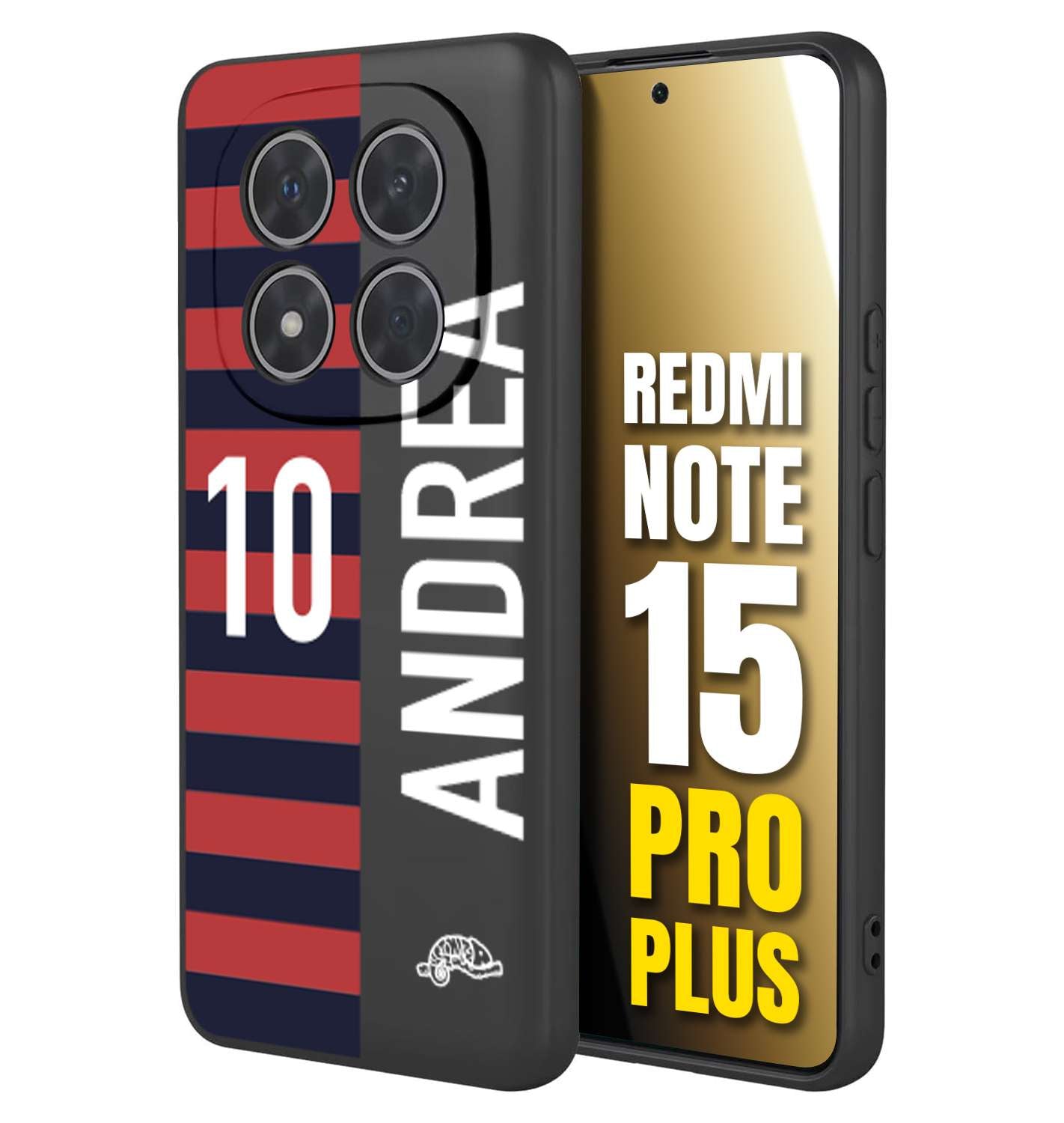 CUSTOMIZZA - Custodia cover nera morbida in tpu compatibile per Xiaomi Redmi Note 15 PRO PLUS personalizzata calcio football nome e numero calciatori rossoblu