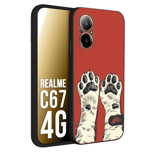 CUSTOMIZZA - Custodia cover nera morbida in tpu compatibile per Oppo C67 4G zampe di gatto cat paws rossa red disegnata fumetto cartoon