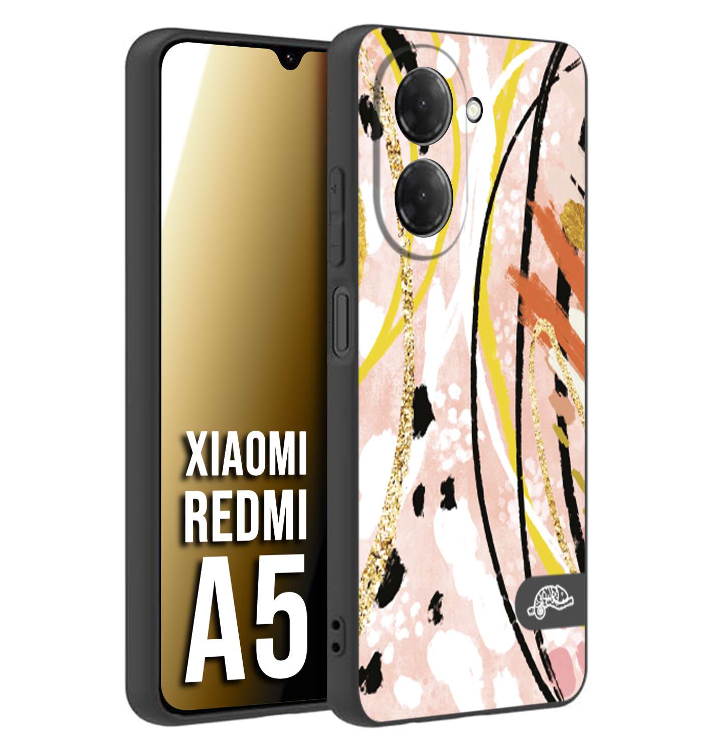 CUSTOMIZZA - Custodia cover nera morbida in tpu compatibile per Xiaomi Redmi A5 fiori astratti donna zebrato leopardato fantasia dorata gialla rosa colorata