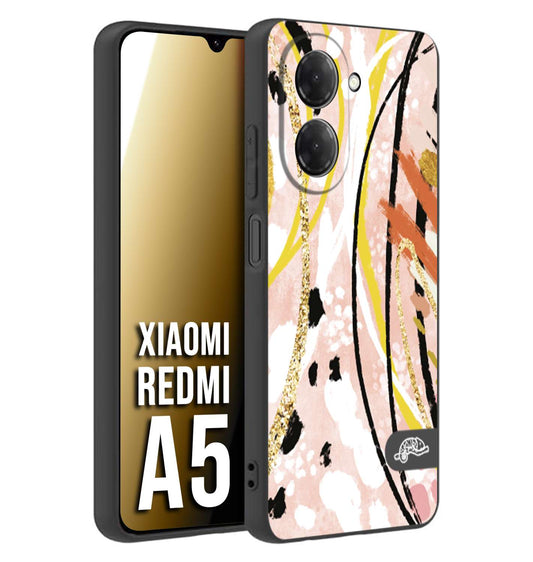 CUSTOMIZZA - Custodia cover nera morbida in tpu compatibile per Xiaomi Redmi A5 fiori astratti donna zebrato leopardato fantasia dorata gialla rosa colorata
