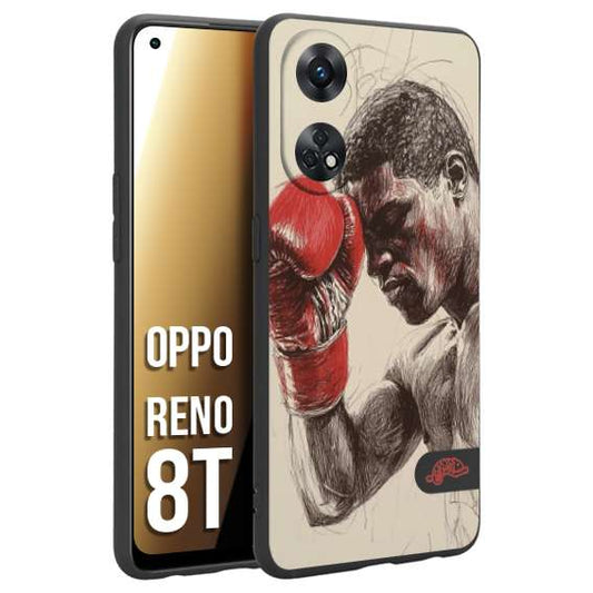 CUSTOMIZZA - Custodia cover nera morbida in tpu compatibile per Oppo Reno 8T pugilato pugili disegno tattoo guantoni boxer pesi massimi