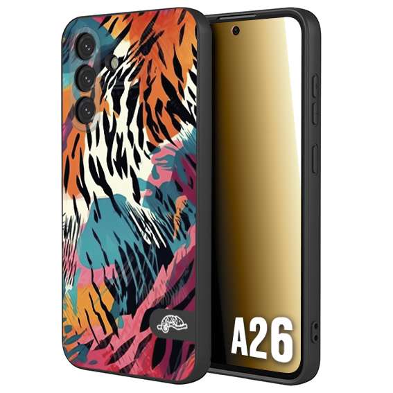 CUSTOMIZZA - Custodia cover nera morbida in tpu compatibile per Samsung A26 leopardato maculato tigrato tiger colorata summer color