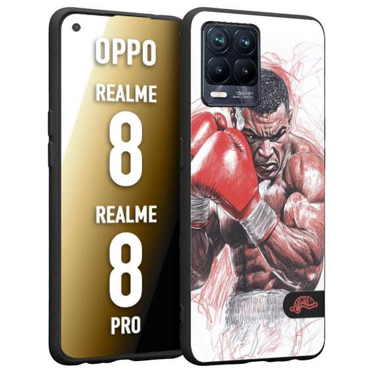 CUSTOMIZZA - Custodia cover nera morbida in tpu compatibile per Realme 8 - 8 PRO pugilato pugili disegno tattoo guantoni boxer pesi massimi iron mike