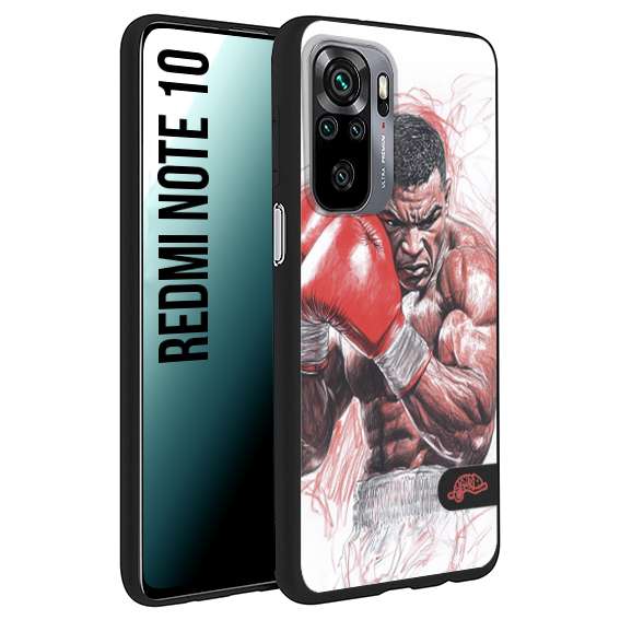 CUSTOMIZZA - Custodia cover nera morbida in tpu compatibile per Xiaomi Redmi Note 10 pugilato pugili disegno tattoo guantoni boxer pesi massimi iron mike