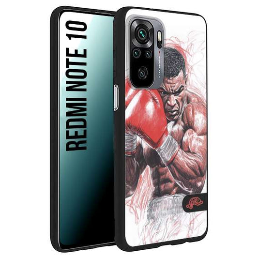 CUSTOMIZZA - Custodia cover nera morbida in tpu compatibile per Xiaomi Redmi Note 10 pugilato pugili disegno tattoo guantoni boxer pesi massimi iron mike