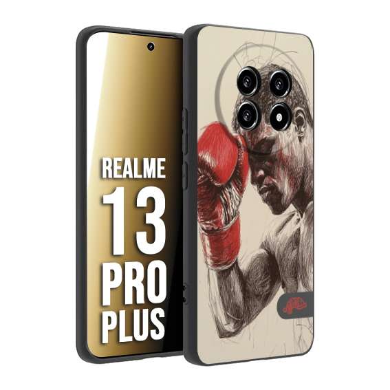 CUSTOMIZZA - Custodia cover nera morbida in tpu compatibile per Realme 13 PRO PLUS pugilato pugili disegno tattoo guantoni boxer pesi massimi