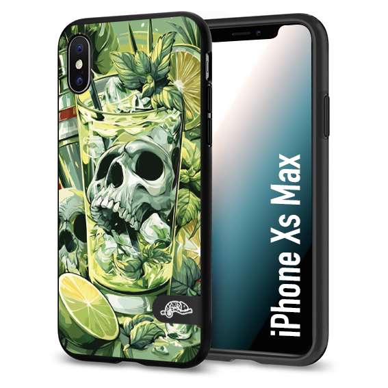 CUSTOMIZZA - Custodia cover nera morbida in tpu compatibile per iPhone XS MAX Mojito cocktail teschio illustrazione drink lime menta ghiacci tropicale street art