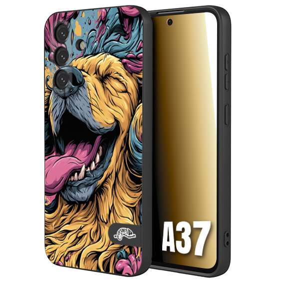 CUSTOMIZZA - Custodia cover nera morbida in tpu compatibile per Samsung A37 Golden Retriever illustrazione cane pop art cane street art cartone animato