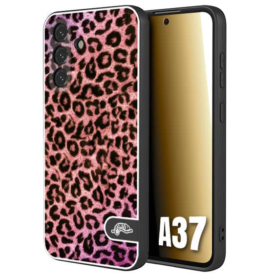 CUSTOMIZZA - Custodia cover nera morbida in tpu compatibile per Samsung A37 leopardato maculato donna rosa leopard