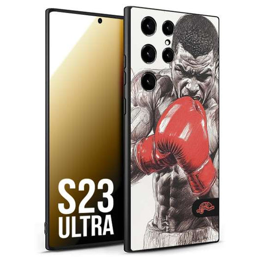 CUSTOMIZZA - Custodia cover nera morbida in tpu compatibile per Samsung S23 ULTRA pugilato pugili disegno tattoo guantoni box pesi massimi gancio