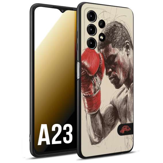 CUSTOMIZZA - Custodia cover nera morbida in tpu compatibile per Samsung A23 pugilato pugili disegno tattoo guantoni boxer pesi massimi