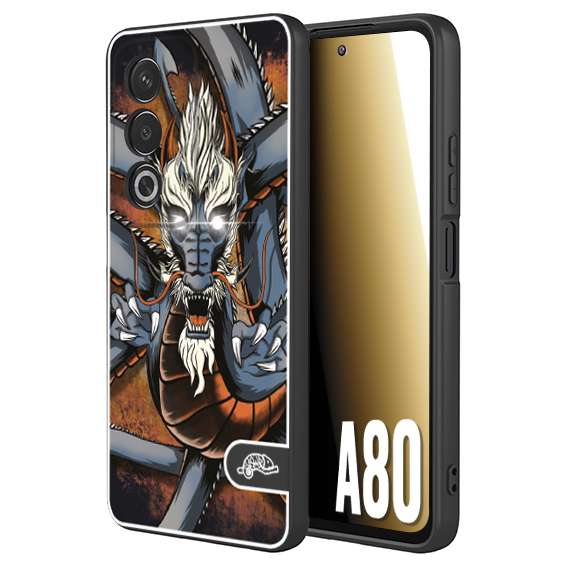 CUSTOMIZZA - Custodia cover nera morbida in tpu compatibile per Oppo A80 drago giapponese tattoo japan dragon