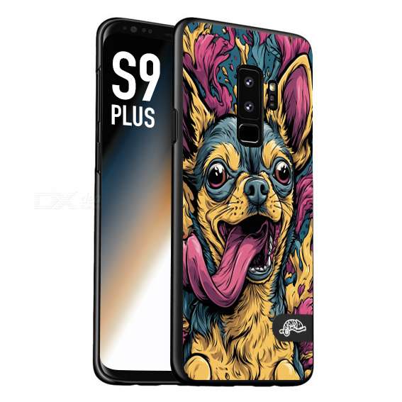 CUSTOMIZZA - Custodia cover nera morbida in tpu compatibile per Samsung S9 PLUS Chihuahua illustrazione cane pop art cane street art cartone animato