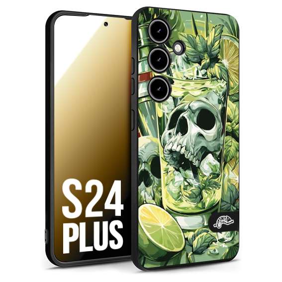 CUSTOMIZZA - Custodia cover nera morbida in tpu compatibile per Samsung S24 PLUS Mojito cocktail teschio illustrazione drink lime menta ghiacci tropicale street art