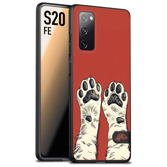 CUSTOMIZZA - Custodia cover nera morbida in tpu compatibile per Samsung S20 FE zampe di gatto cat paws rossa red disegnata fumetto cartoon