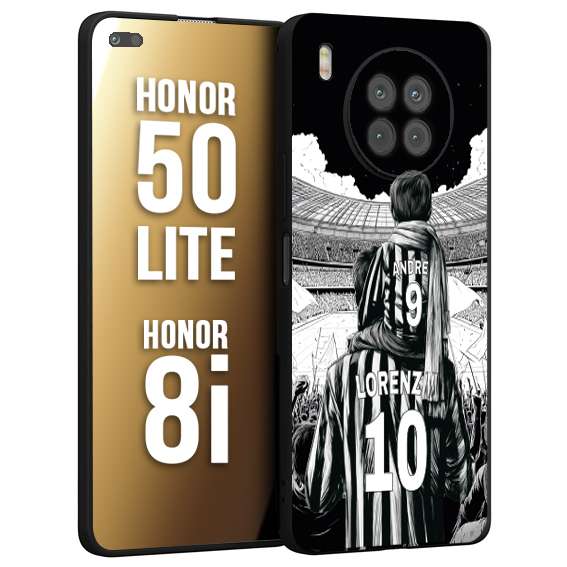 CUSTOMIZZA - Custodia cover nera morbida in tpu compatibile per Honor 8i - Honor 50 LITE personalizzata calcio football nome e numero calciatori bianconeri bianca e nera