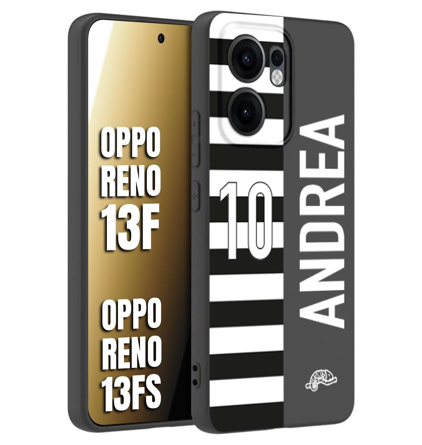 CUSTOMIZZA - Custodia cover nera morbida in tpu compatibile per Oppo Reno 13 F personalizzata calcio football nome e numero calciatori bianconera
