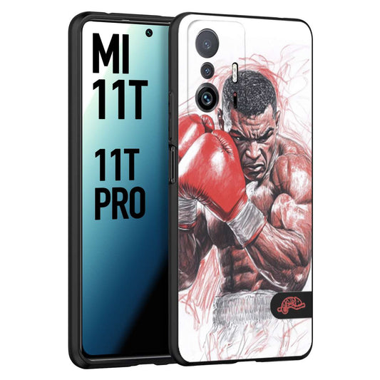 CUSTOMIZZA - Custodia cover nera morbida in tpu compatibile per Xiaomi Mi 11T - Mi 11T PRO pugilato pugili disegno tattoo guantoni boxer pesi massimi iron mike