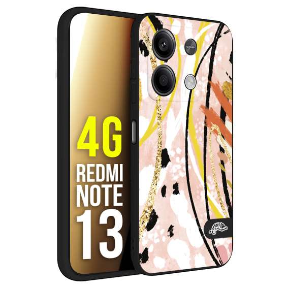 CUSTOMIZZA - Custodia cover nera morbida in tpu compatibile per Xiaomi Redmi Note 13 4G fiori astratti donna zebrato leopardato fantasia dorata gialla rosa colorata