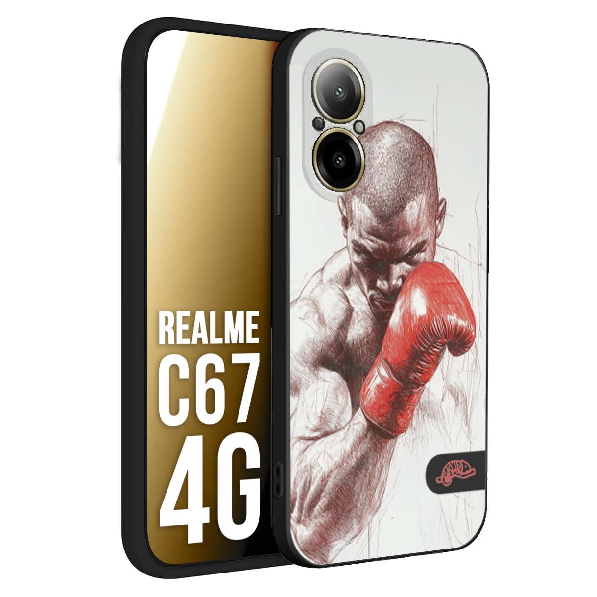 CUSTOMIZZA - Custodia cover nera morbida in tpu compatibile per Oppo C67 4G pugilato pugili disegno tattoo guantoni box sport primo piano