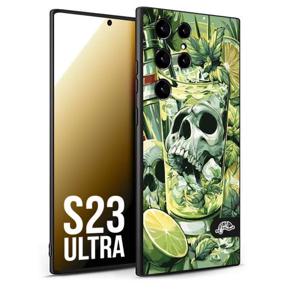 CUSTOMIZZA - Custodia cover nera morbida in tpu compatibile per Samsung S23 ULTRA Mojito cocktail teschio illustrazione drink lime menta ghiacci tropicale street art