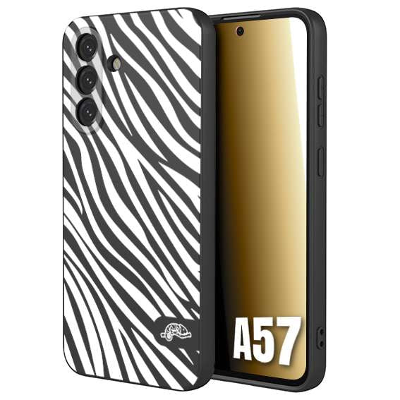 CUSTOMIZZA - Custodia cover nera morbida in tpu compatibile per Samsung A57 zebrata maculata a rilievo soft touch donna bianca