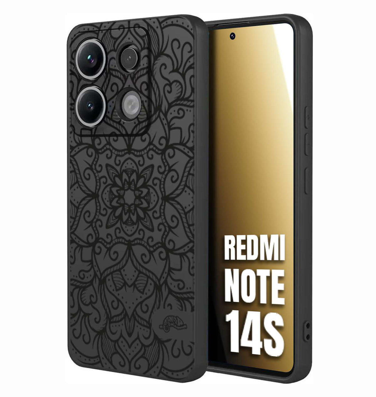 CUSTOMIZZA - Custodia cover nera morbida in tpu compatibile per Xiaomi Redmi Note 14S mandala nero fiore vedo non vedo donna
