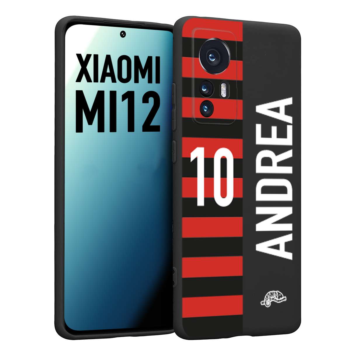 CUSTOMIZZA - Custodia cover nera morbida in tpu compatibile per Xiaomi 12 5G personalizzata calcio football nome e numero calciatori rossonera