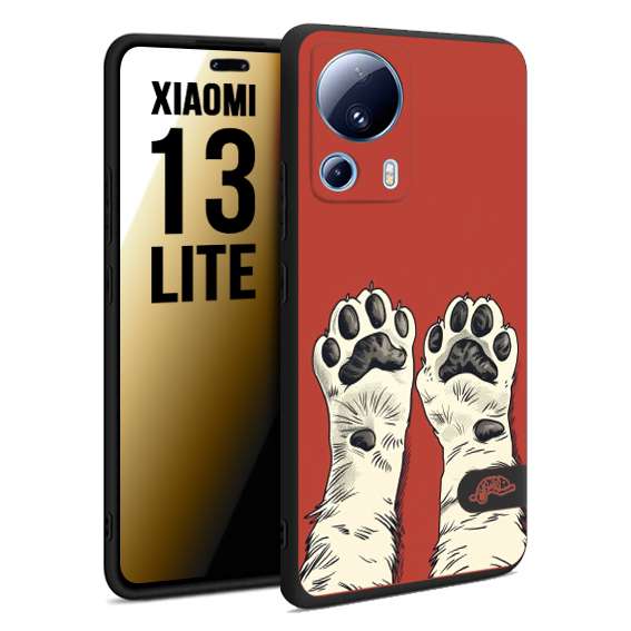 CUSTOMIZZA - Custodia cover nera morbida in tpu compatibile per Xiaomi 13 LITE zampe di gatto cat paws rossa red disegnata fumetto cartoon