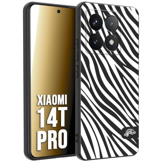 CUSTOMIZZA - Custodia cover nera morbida in tpu compatibile per Xiaomi 14T PRO zebrata maculata a rilievo soft touch donna bianca