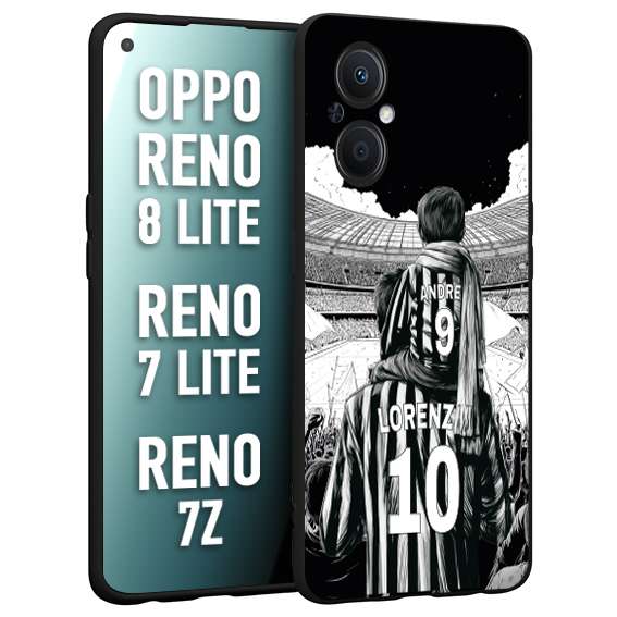 CUSTOMIZZA - Custodia cover nera morbida in tpu compatibile per Oppo Reno 7 Lite - 8 Lite - 7Z personalizzata calcio football nome e numero calciatori bianconeri bianca e nera