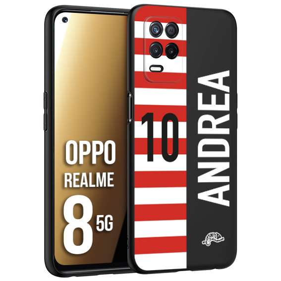 CUSTOMIZZA - Custodia cover nera morbida in tpu compatibile per Realme 8 5G personalizzata calcio football nome e numero calciatori bianco rossa