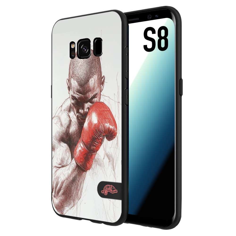 CUSTOMIZZA - Custodia cover nera morbida in tpu compatibile per Samsung S8 pugilato pugili disegno tattoo guantoni box sport primo piano