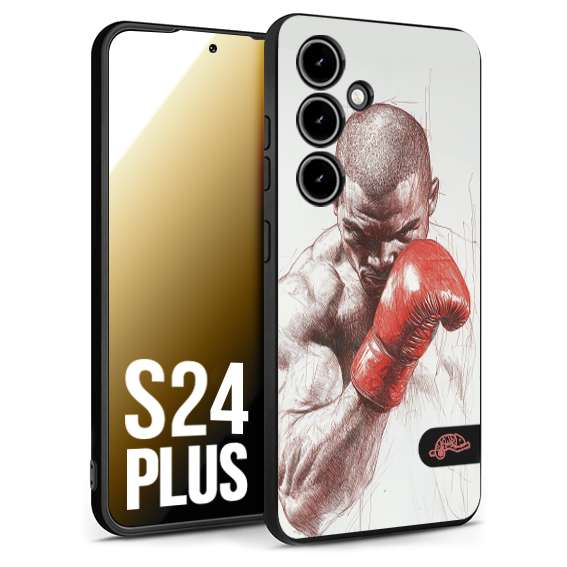 CUSTOMIZZA - Custodia cover nera morbida in tpu compatibile per Samsung S24 PLUS pugilato pugili disegno tattoo guantoni box sport primo piano