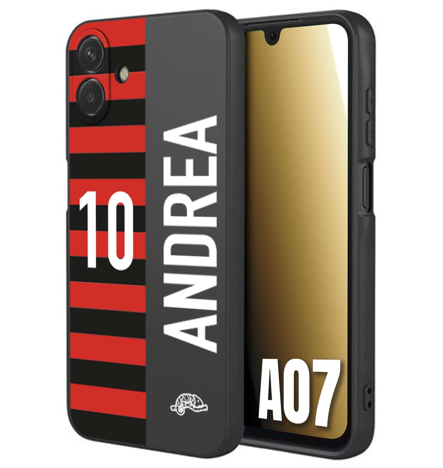 CUSTOMIZZA - Custodia cover nera morbida in tpu compatibile per Samsung A07 personalizzata calcio football nome e numero calciatori rossonera