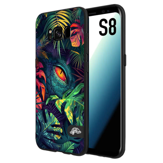 CUSTOMIZZA - Custodia cover nera morbida in tpu compatibile per Samsung S8 animali color giungla tropicale occhio di coccodrillo alligatore disegnato