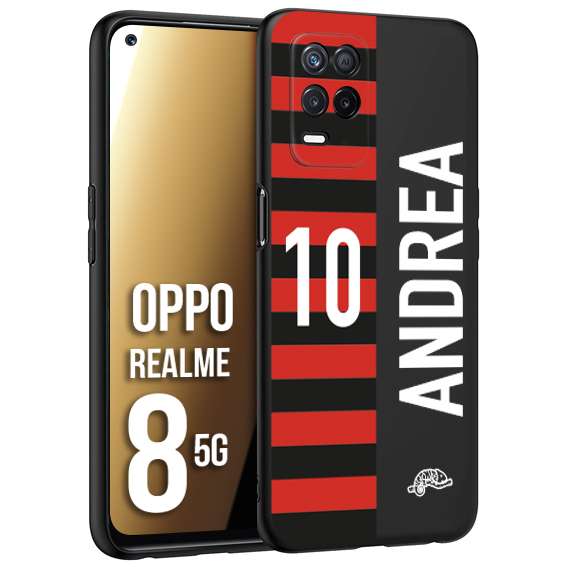 CUSTOMIZZA - Custodia cover nera morbida in tpu compatibile per Realme 8 5G personalizzata calcio football nome e numero calciatori rossonera
