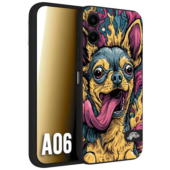 CUSTOMIZZA - Custodia cover nera morbida in tpu compatibile per Samsung A06 Chihuahua illustrazione cane pop art cane street art cartone animato
