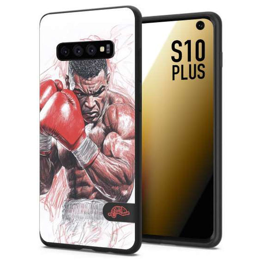 CUSTOMIZZA - Custodia cover nera morbida in tpu compatibile per Samsung S10 PLUS pugilato pugili disegno tattoo guantoni boxer pesi massimi iron mike
