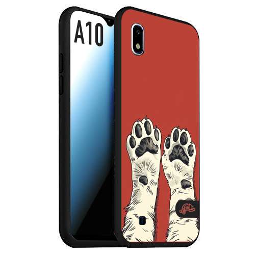 CUSTOMIZZA - Custodia cover nera morbida in tpu compatibile per Samsung A10 zampe di gatto cat paws rossa red disegnata fumetto cartoon