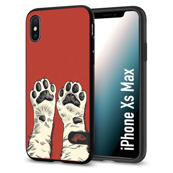 CUSTOMIZZA - Custodia cover nera morbida in tpu compatibile per iPhone Xs Max zampe di gatto cat paws rossa red disegnata fumetto cartoon