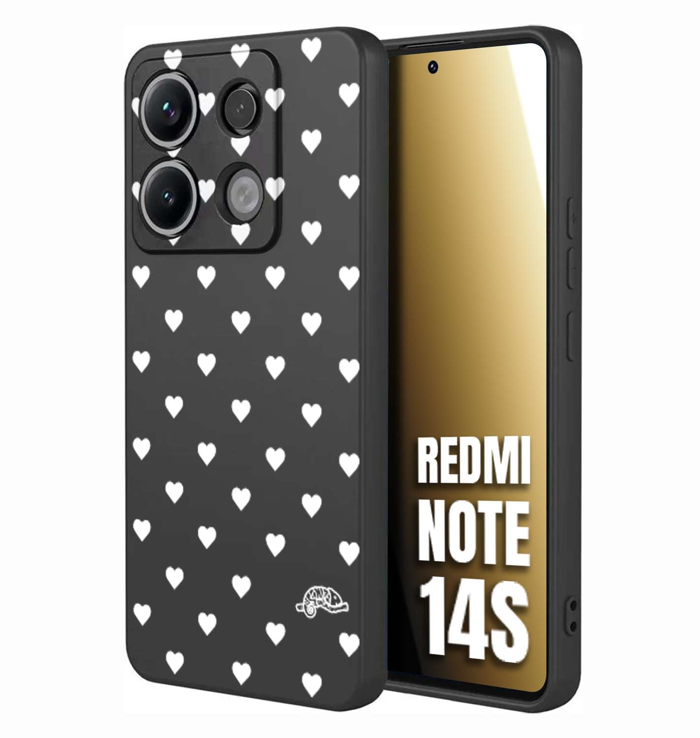 CUSTOMIZZA - Custodia cover nera morbida in tpu compatibile per Xiaomi Redmi Note 14S cuori pois bianchi donna pin up vintage